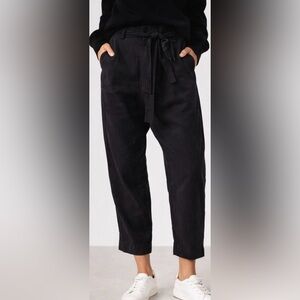 Nili Lotan Slouchy Crop Wrap Tie Belt Linen Blend Pants Trousers Black Sz 6